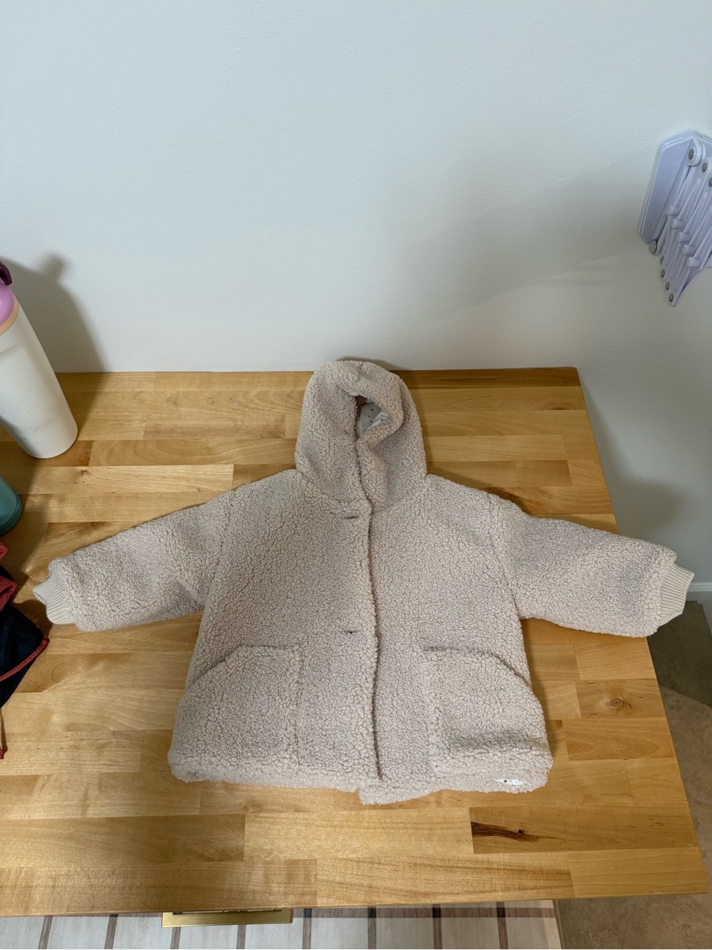 Zara Baby Cream Teddy Hooded Coat